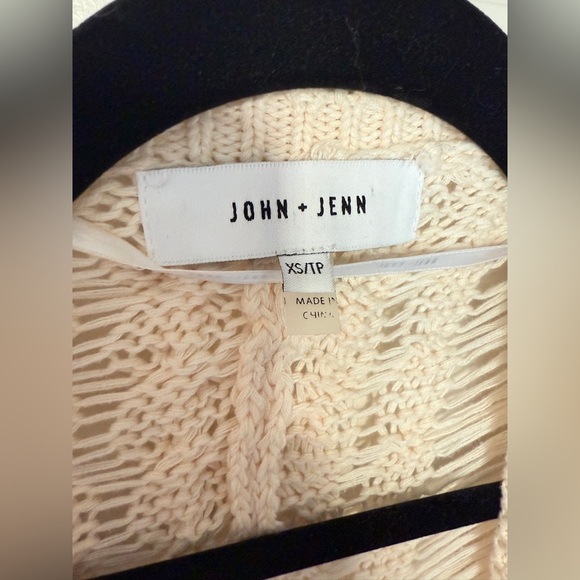 John + Jenn Open Knot Crochet Cardigan Natural Oversized Boho Chic Sweater XS - Picture 6 of 6